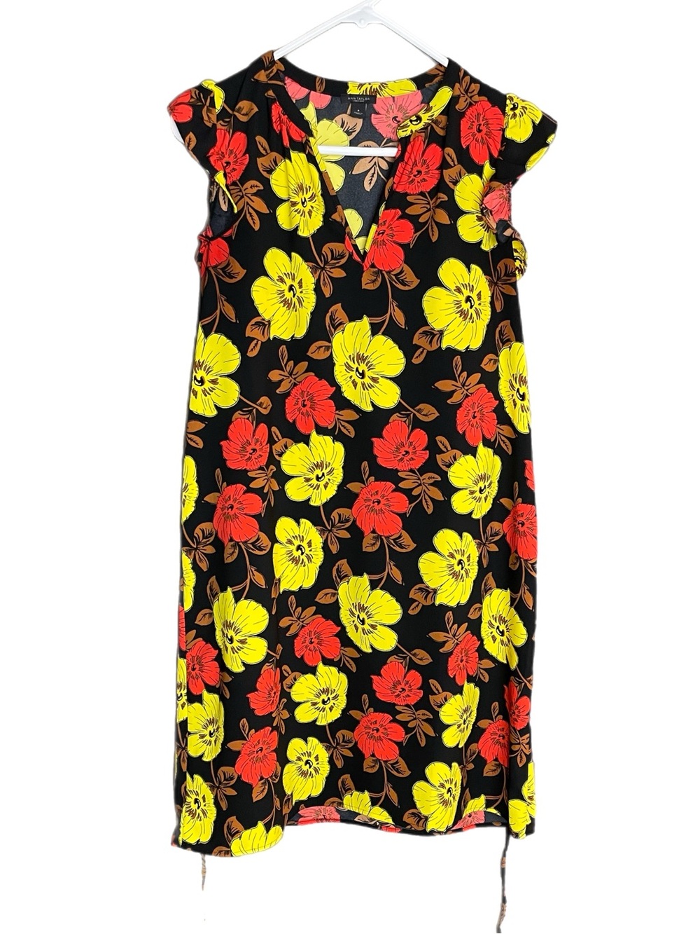 Ann Taylor Shift Dress Ruffle Cap Sleeve Size Medium